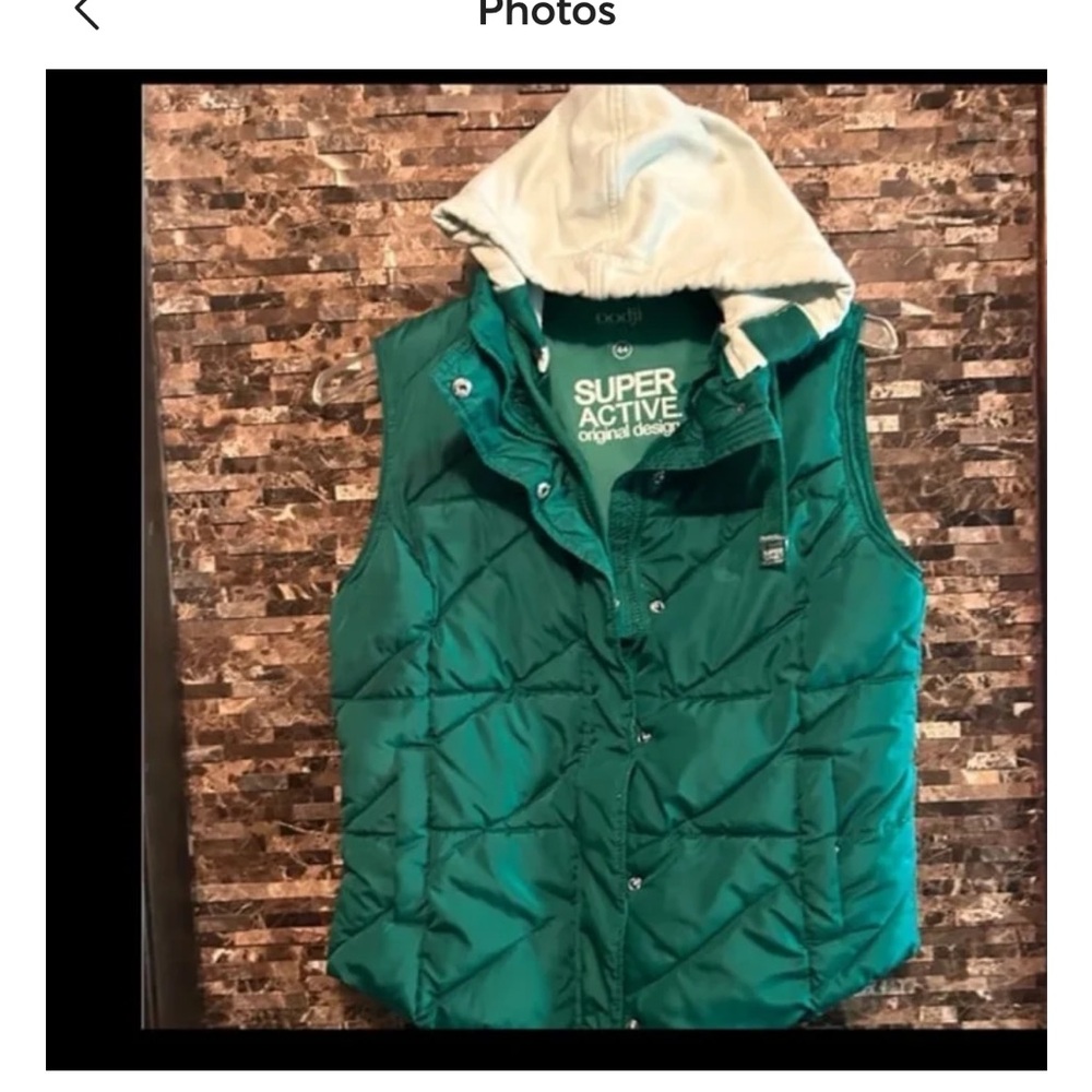 Super Active Green Puffer Vest with Hood